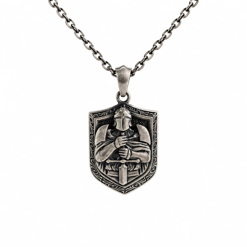 Knight Relief Shield  Necklace Charmora Jewelry