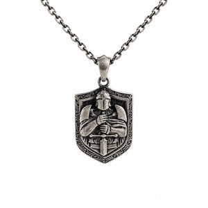Knight Relief Shield  Necklace Charmora Jewelry