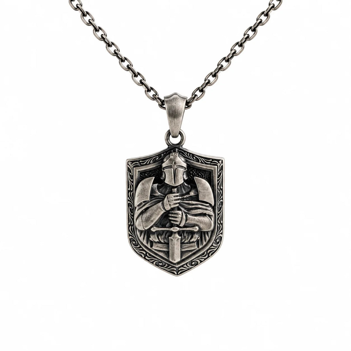 Knight Relief Shield  Necklace Charmora Jewelry