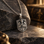 Knight Relief Shield  Necklace Charmora Jewelry