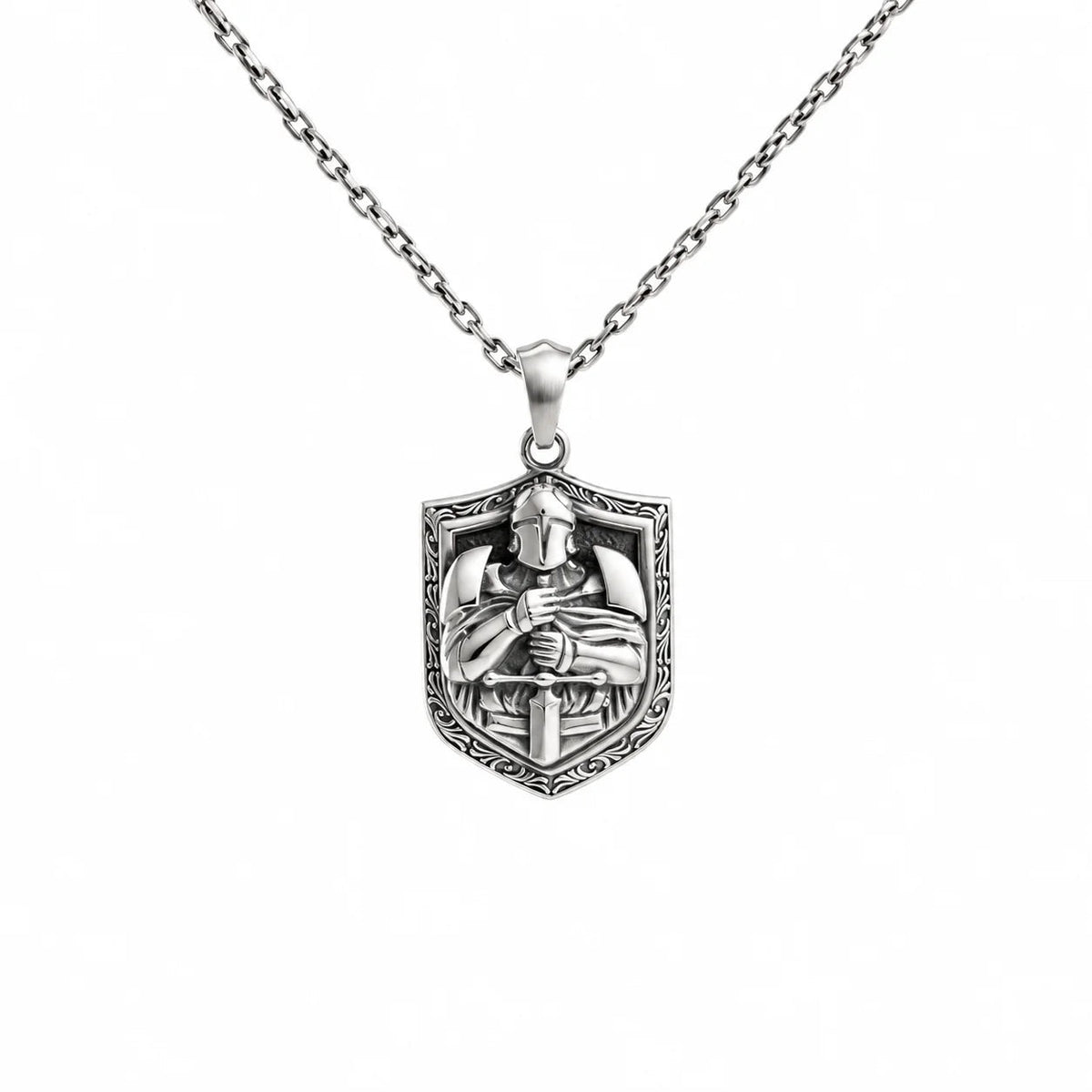 Knight Relief Shield  Necklace Charmora Jewelry