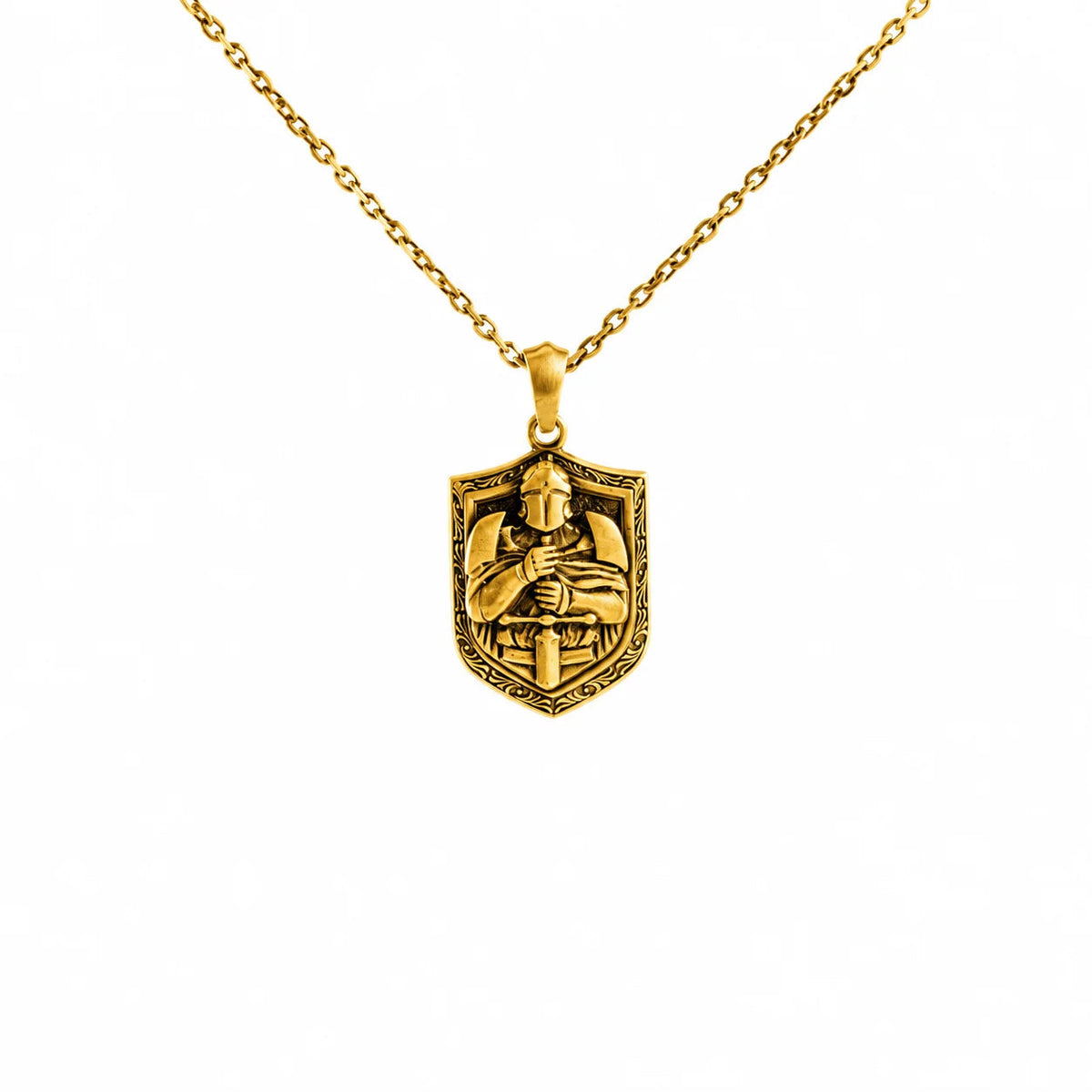 Knight Relief Shield  Necklace Charmora Jewelry