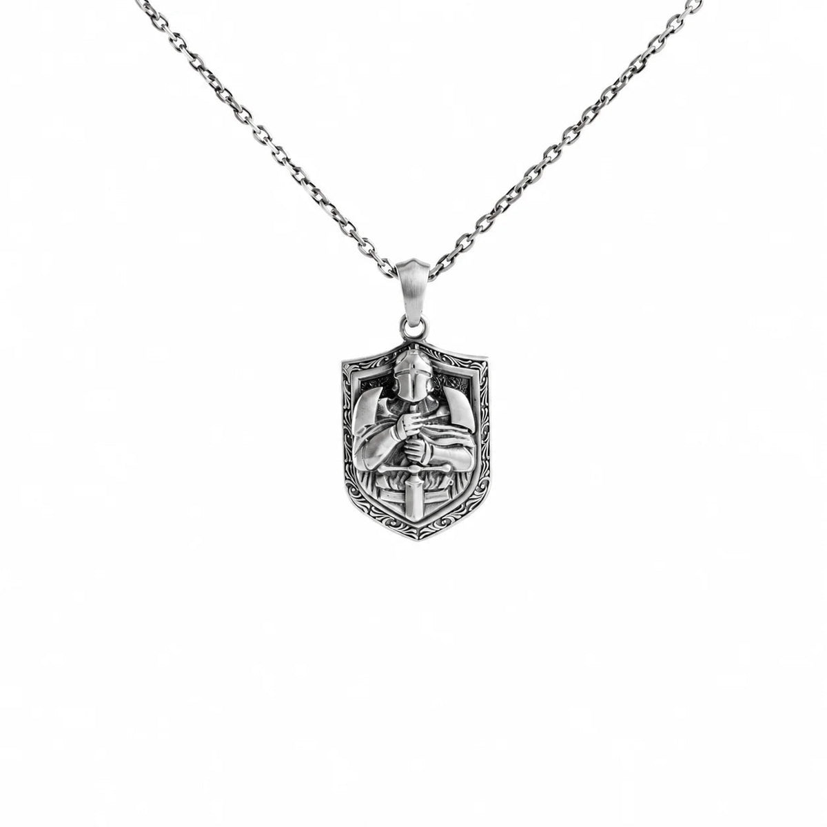 Knight Relief Shield  Necklace Charmora Jewelry