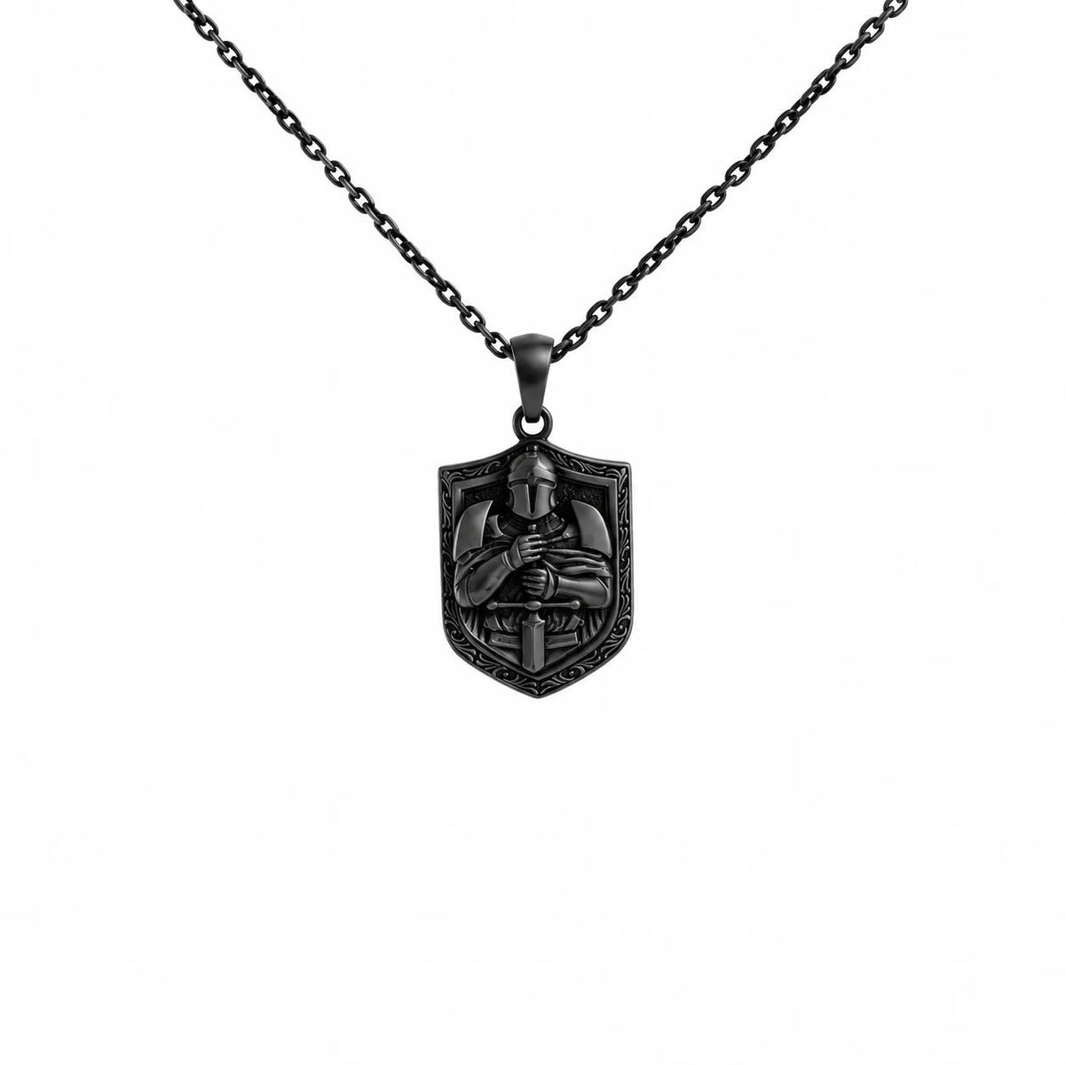 Knight Relief Shield  Necklace Charmora Jewelry
