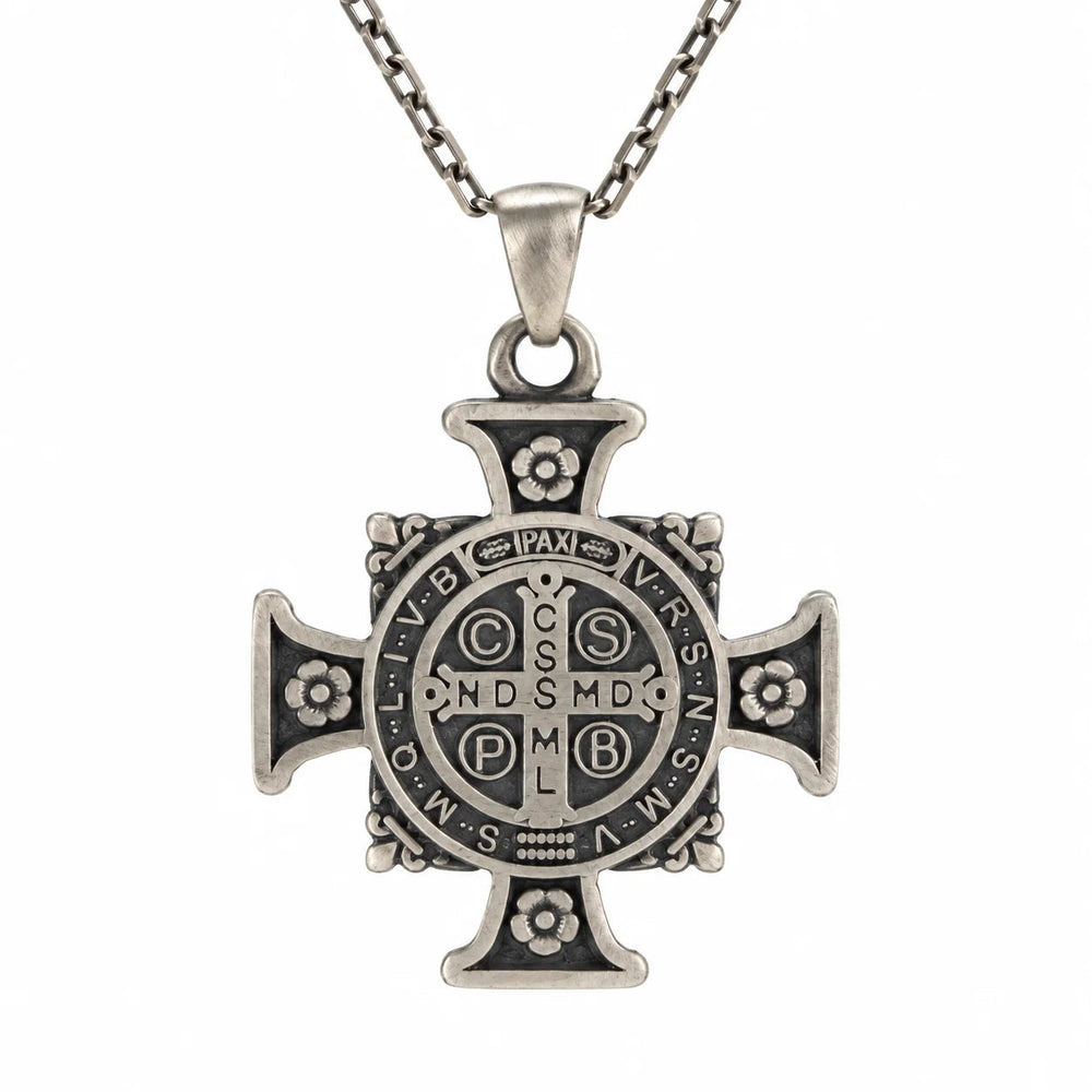 Saint Benedict Medal Cross  Necklace Charmora Jewelry