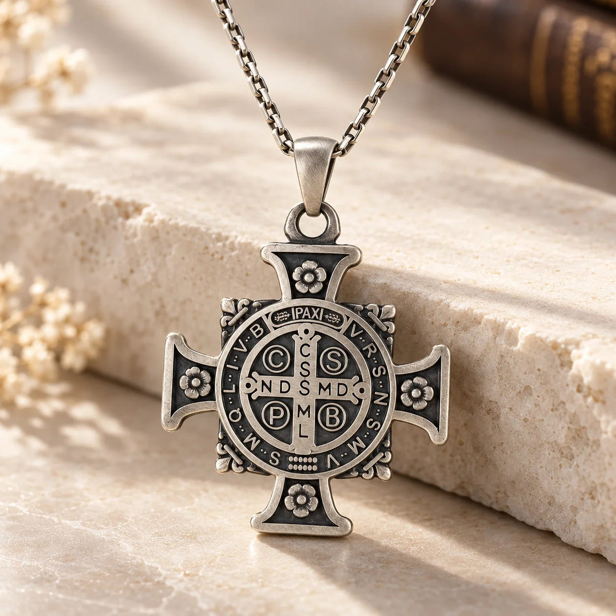 Saint Benedict Medal Cross  Necklace Charmora Jewelry