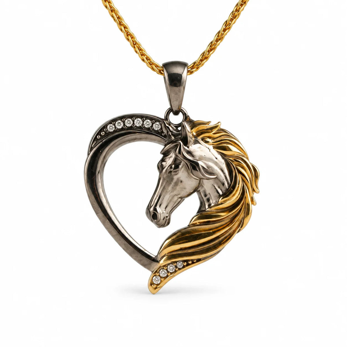 Classical High Relief Horse Medallion  Necklace Charmora Jewelry