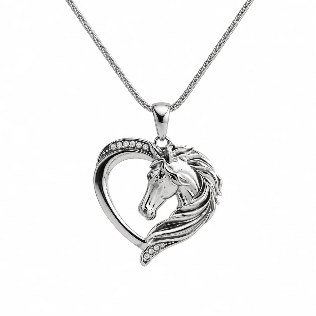 Classical High Relief Horse Medallion  Necklace Charmora Jewelry
