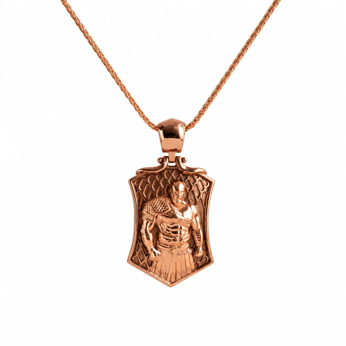Spartan Warrior High Relief Shield  Necklace Charmora Jewelry