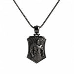 Spartan Warrior High Relief Shield  Necklace Charmora Jewelry