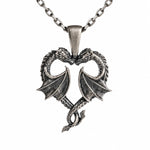 Twin Dragons Heart  Necklace Charmora Jewelry