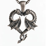 Twin Dragons Heart  Necklace Charmora Jewelry
