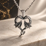 Twin Dragons Heart  Necklace Charmora Jewelry