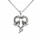 Twin Dragons Heart  Necklace Charmora Jewelry