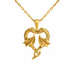 Twin Dragons Heart  Necklace Charmora Jewelry