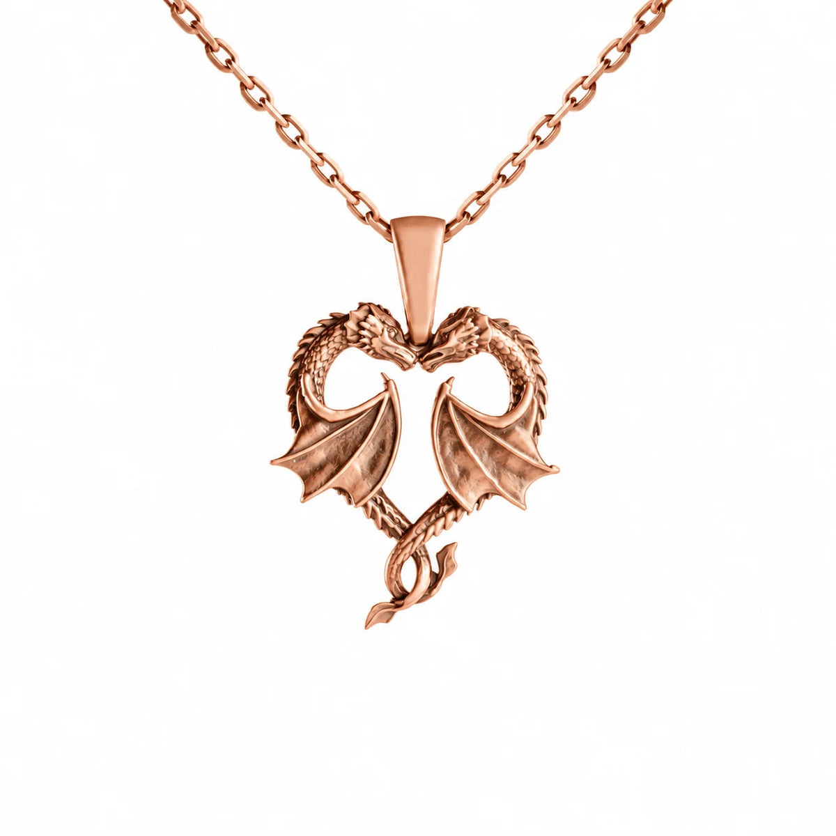 Twin Dragons Heart  Necklace Charmora Jewelry