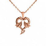 Twin Dragons Heart  Necklace Charmora Jewelry