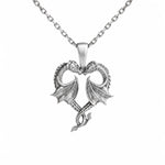 Twin Dragons Heart  Necklace Charmora Jewelry