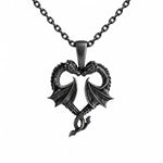 Twin Dragons Heart  Necklace Charmora Jewelry