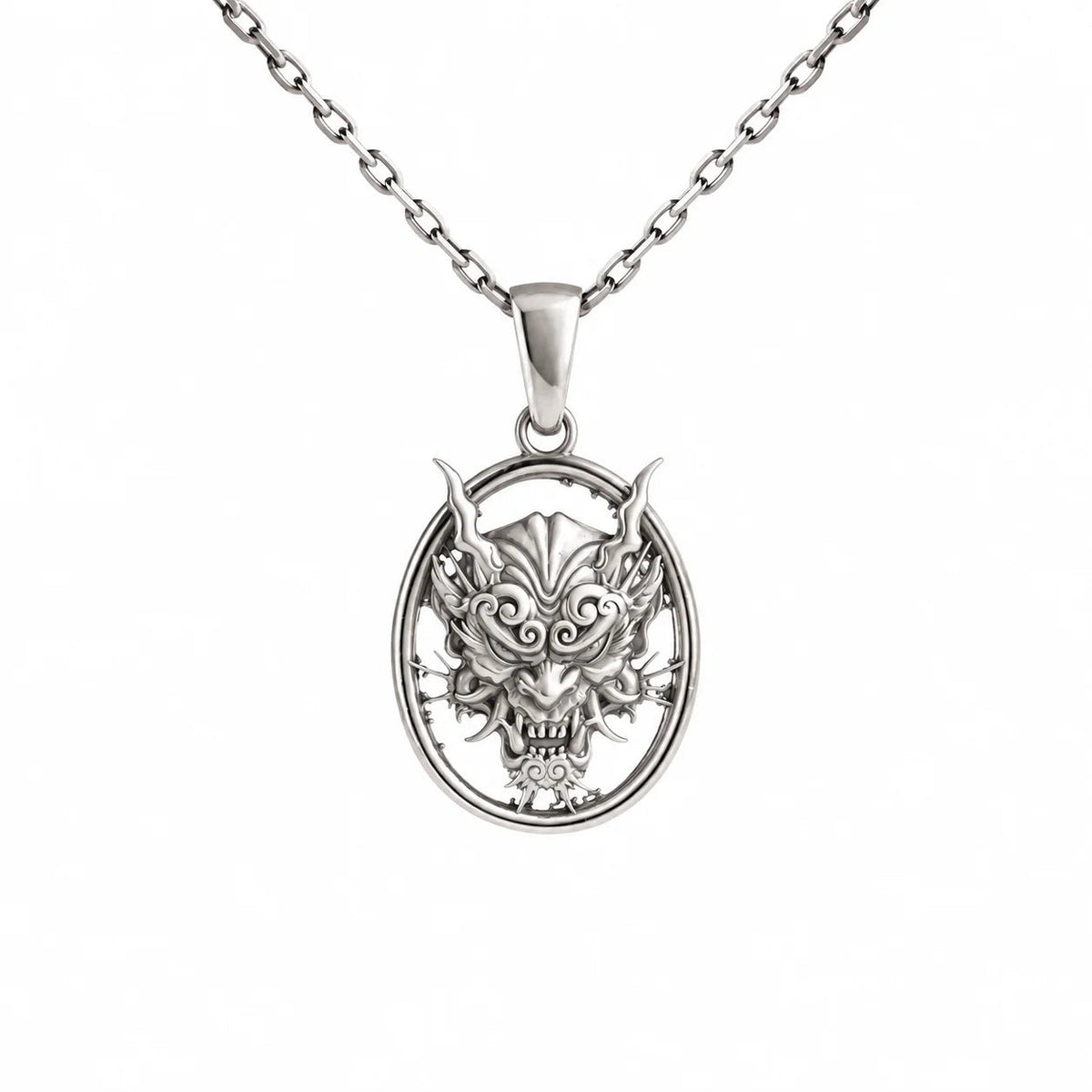 Sculpted Hannya Mask  Necklace Charmora Jewelry