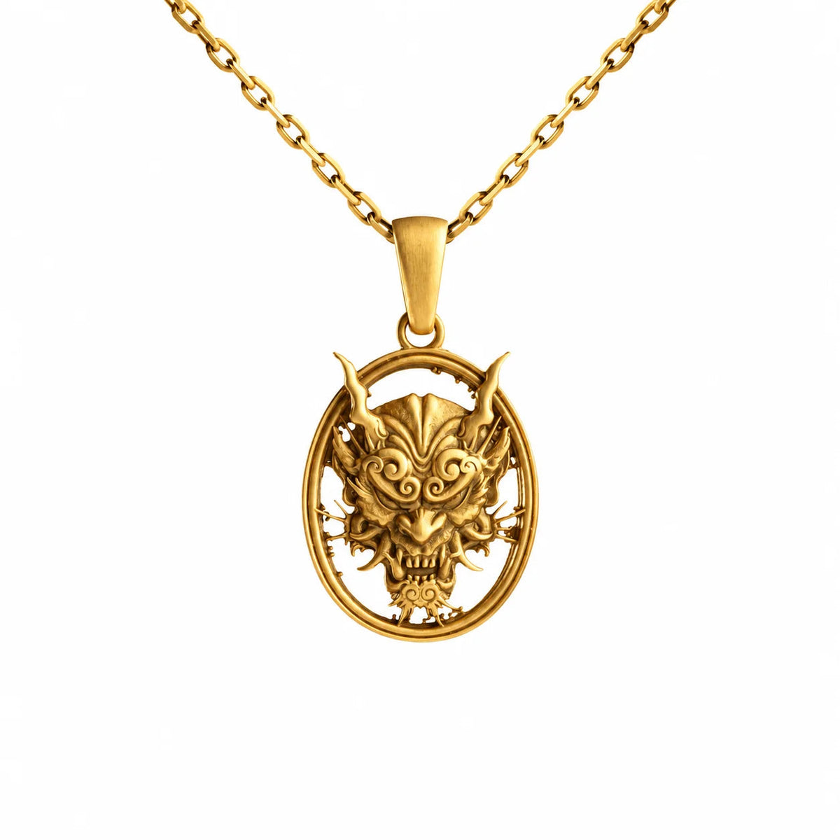 Sculpted Hannya Mask  Necklace Charmora Jewelry