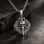 Winged Skull and Pointed Ornament  Necklace Charmora Jewelry