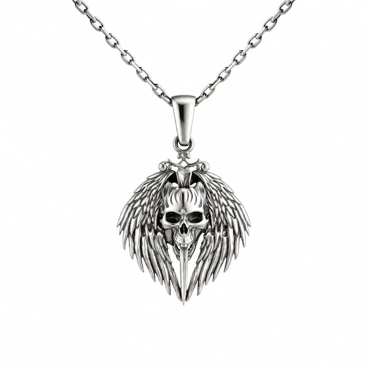 Winged Skull and Pointed Ornament  Necklace Charmora Jewelry
