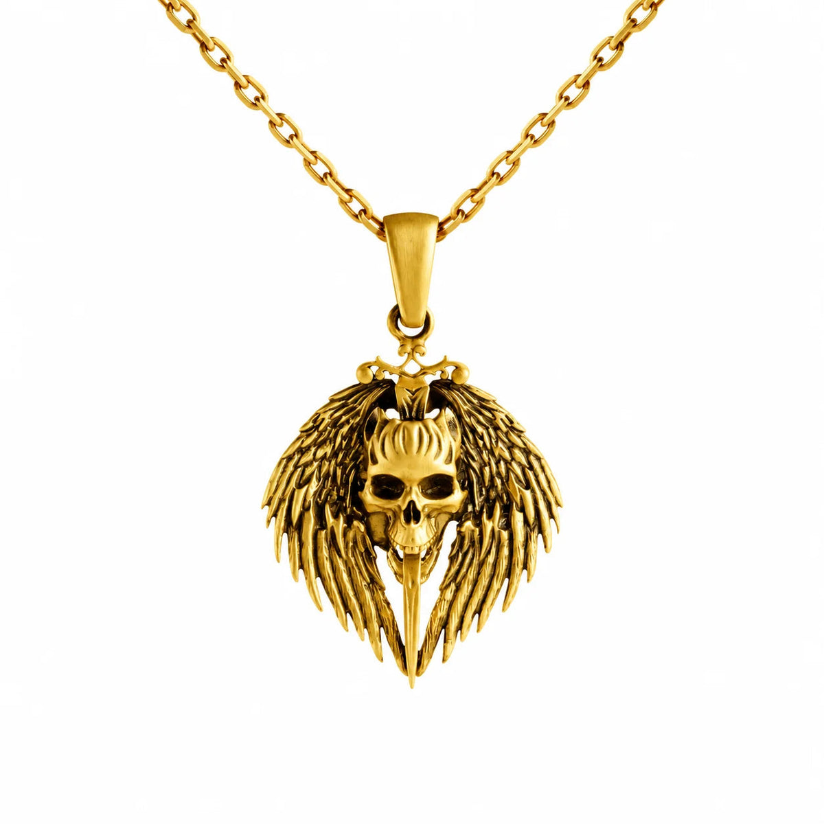 Winged Skull and Pointed Ornament  Necklace Charmora Jewelry