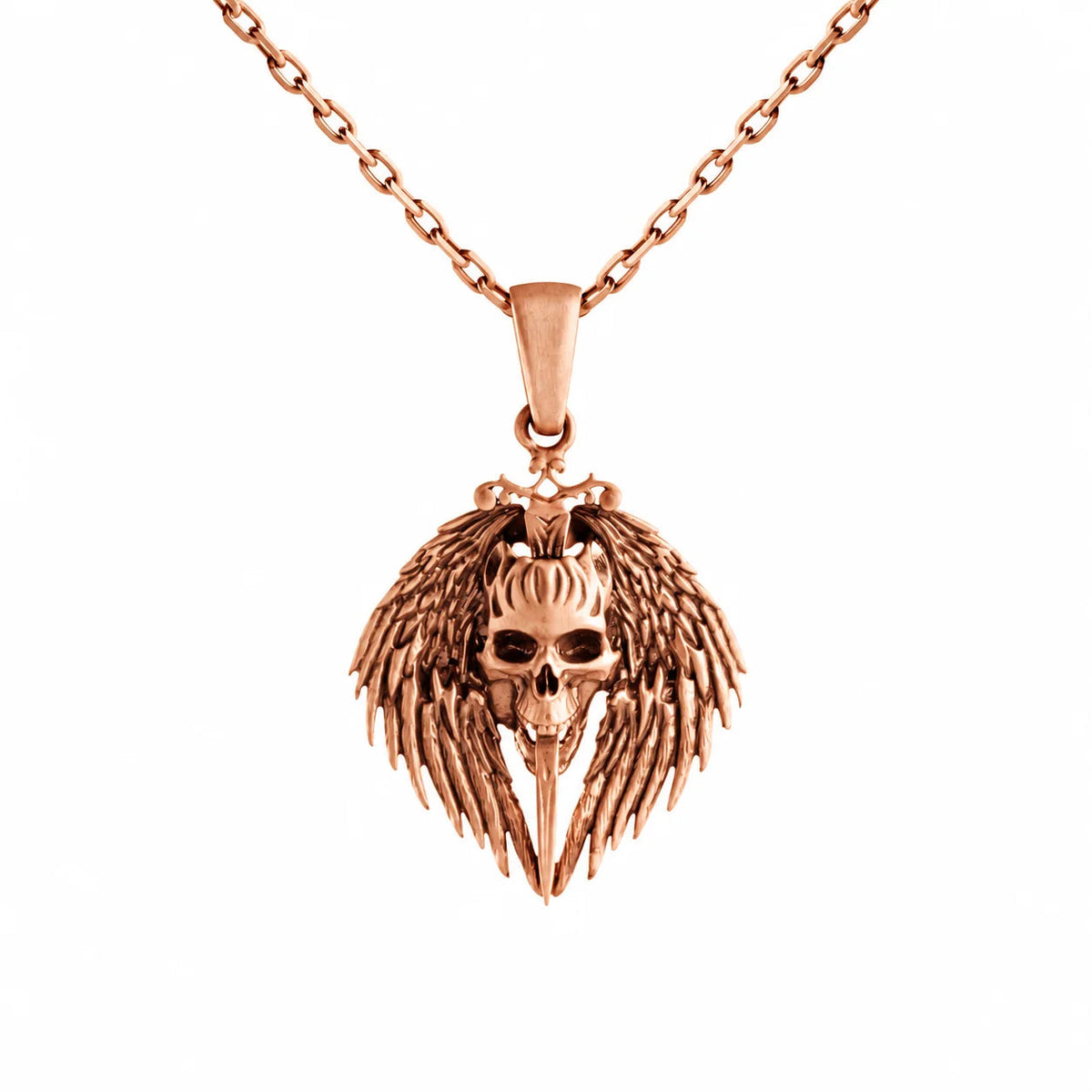 Winged Skull and Pointed Ornament  Necklace Charmora Jewelry