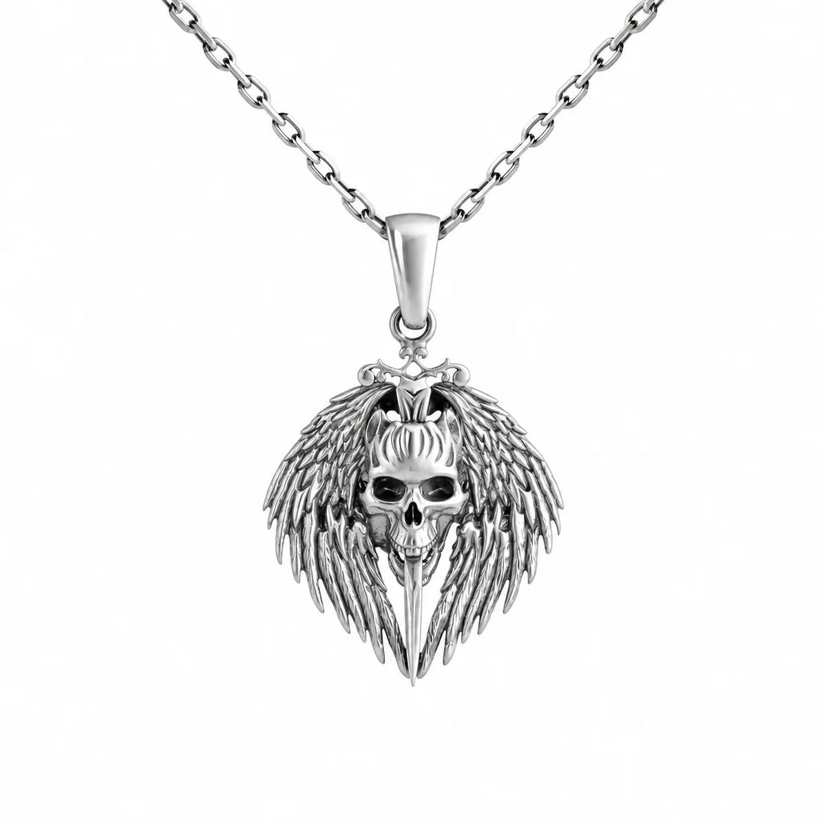 Winged Skull and Pointed Ornament  Necklace Charmora Jewelry