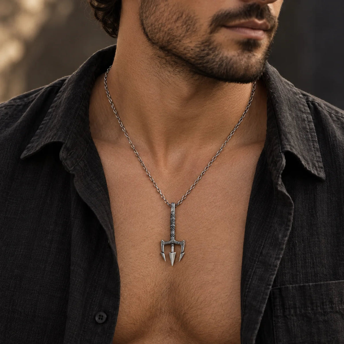 Poseidon Motif  Necklace Charmora Jewelry