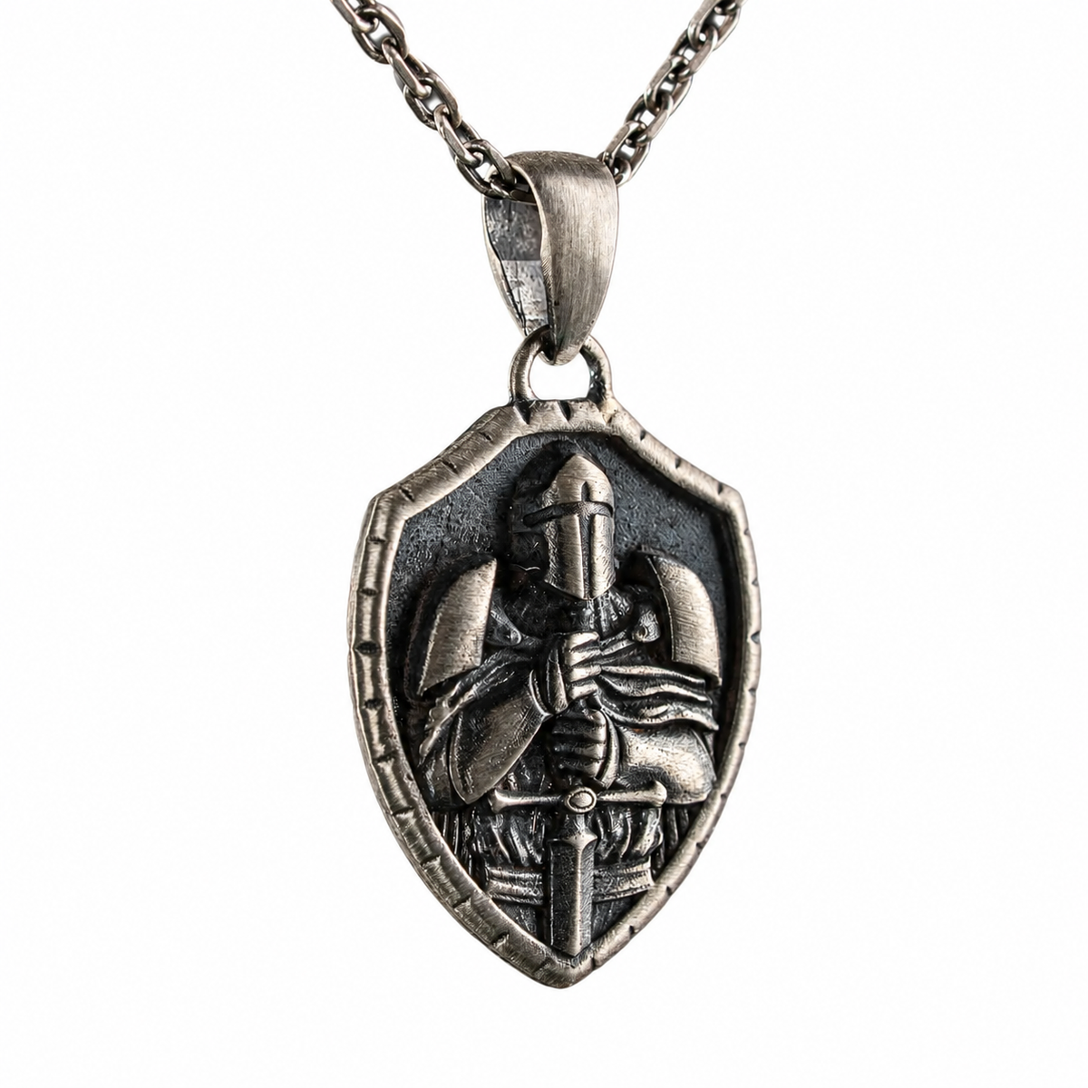 Medieval Knight Shield Sword Armor Necklace  Necklace  Charmora Jewelry