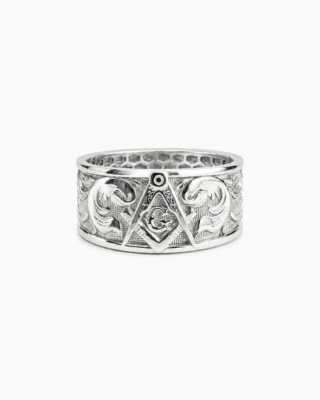 Masonic Relief Motif Band Ring  Ring Charmora Jewelry