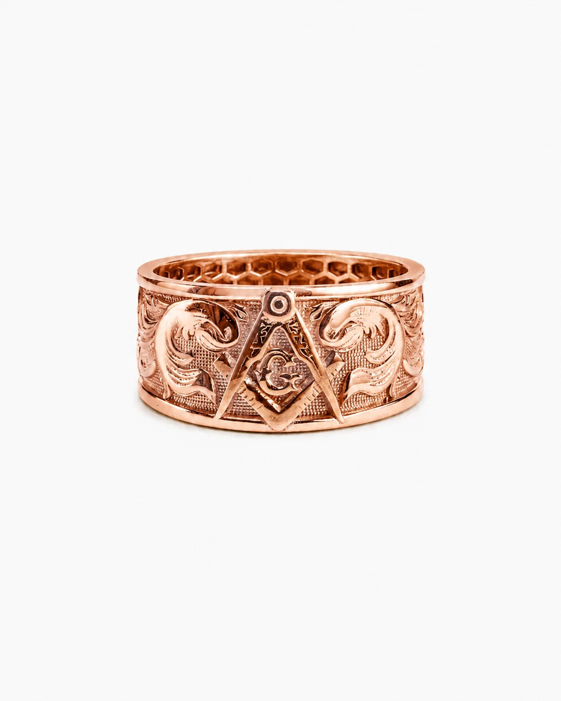Masonic Relief Motif Band Ring  Ring Charmora Jewelry