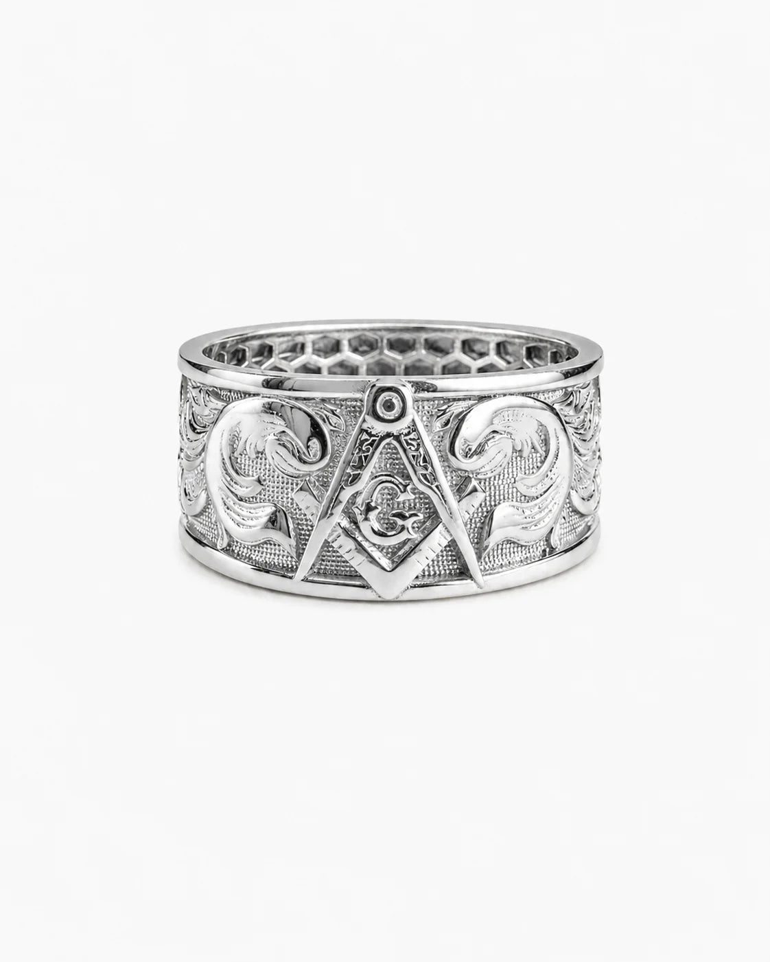 Masonic Relief Motif Band Ring  Ring Charmora Jewelry