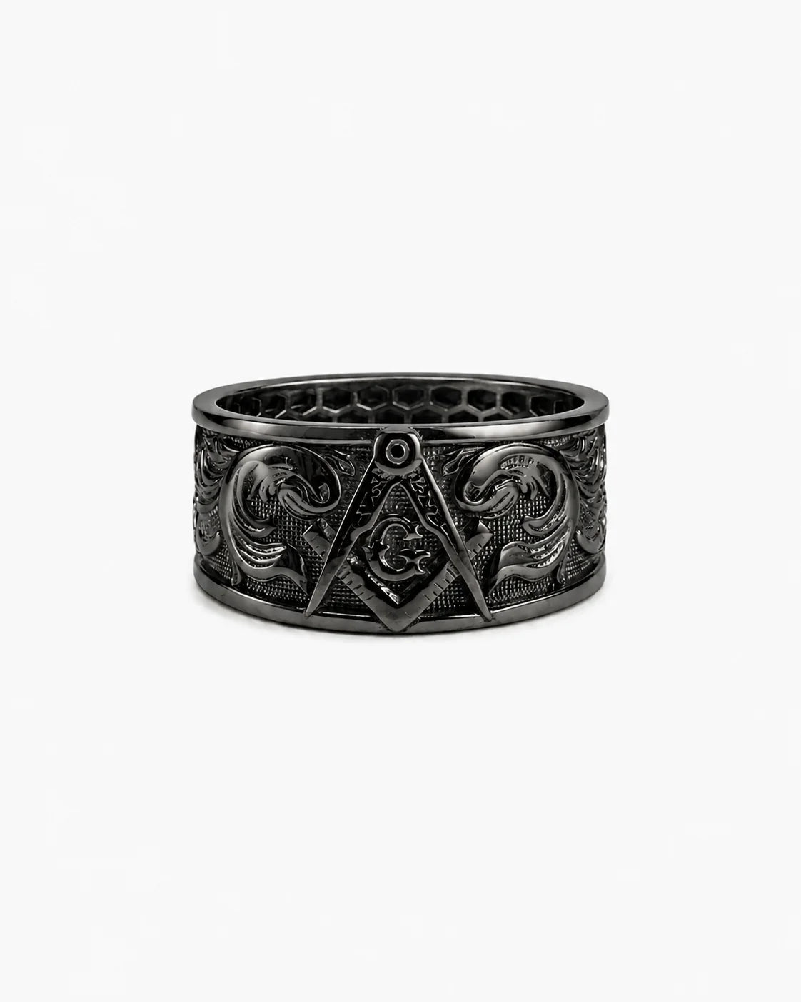 Masonic Relief Motif Band Ring  Ring Charmora Jewelry