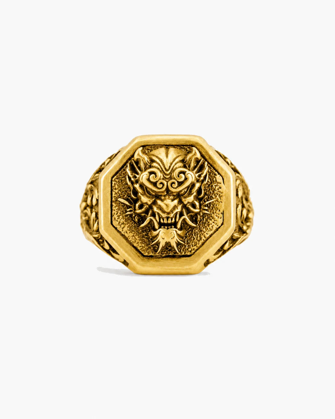 Japanese Oni Mask Relief Signet Ring  Ring Charmora Jewelry