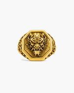 Japanese Oni Mask Relief Signet Ring  Ring Charmora Jewelry