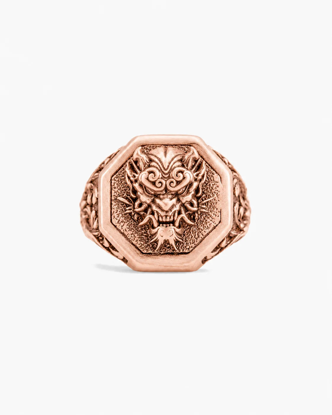 Japanese Oni Mask Relief Signet Ring  Ring Charmora Jewelry