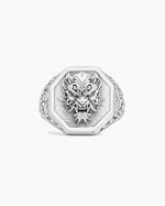 Japanese Oni Mask Relief Signet Ring  Ring Charmora Jewelry