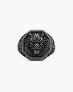 Japanese Oni Mask Relief Signet Ring  Ring Charmora Jewelry