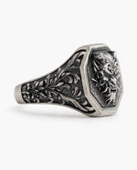 Japanese Oni Mask Relief Signet Ring  Ring Charmora Jewelry