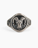 Sculpted Ram Head Motif Signet Ring  Ring Charmora Jewelry
