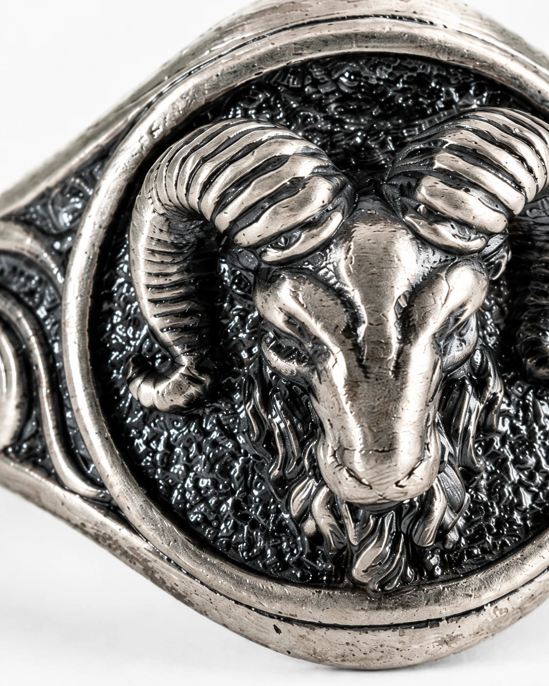Sculpted Ram Head Motif Signet Ring  Ring Charmora Jewelry