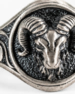 Sculpted Ram Head Motif Signet Ring  Ring Charmora Jewelry