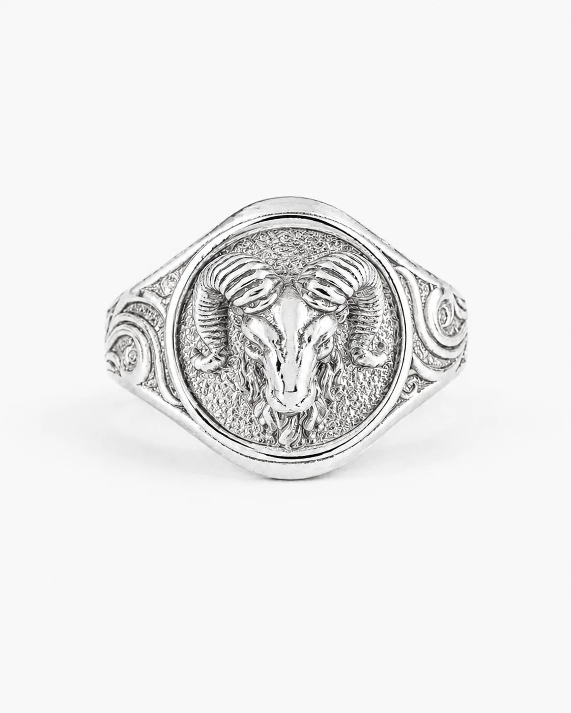 Sculpted Ram Head Motif Signet Ring  Ring Charmora Jewelry