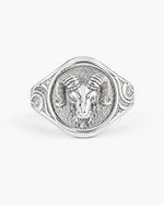 Sculpted Ram Head Motif Signet Ring  Ring Charmora Jewelry