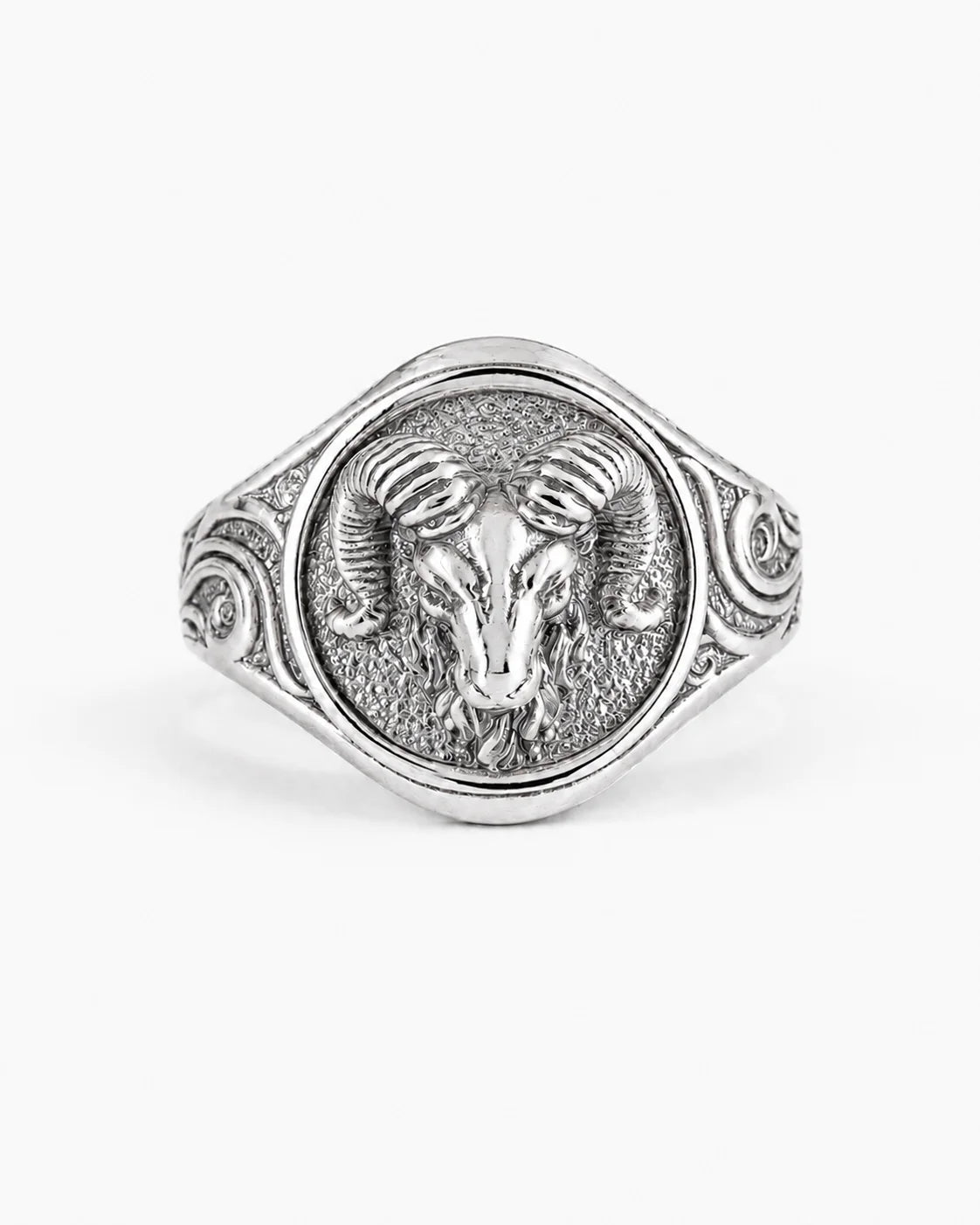 Sculpted Ram Head Motif Signet Ring  Ring Charmora Jewelry