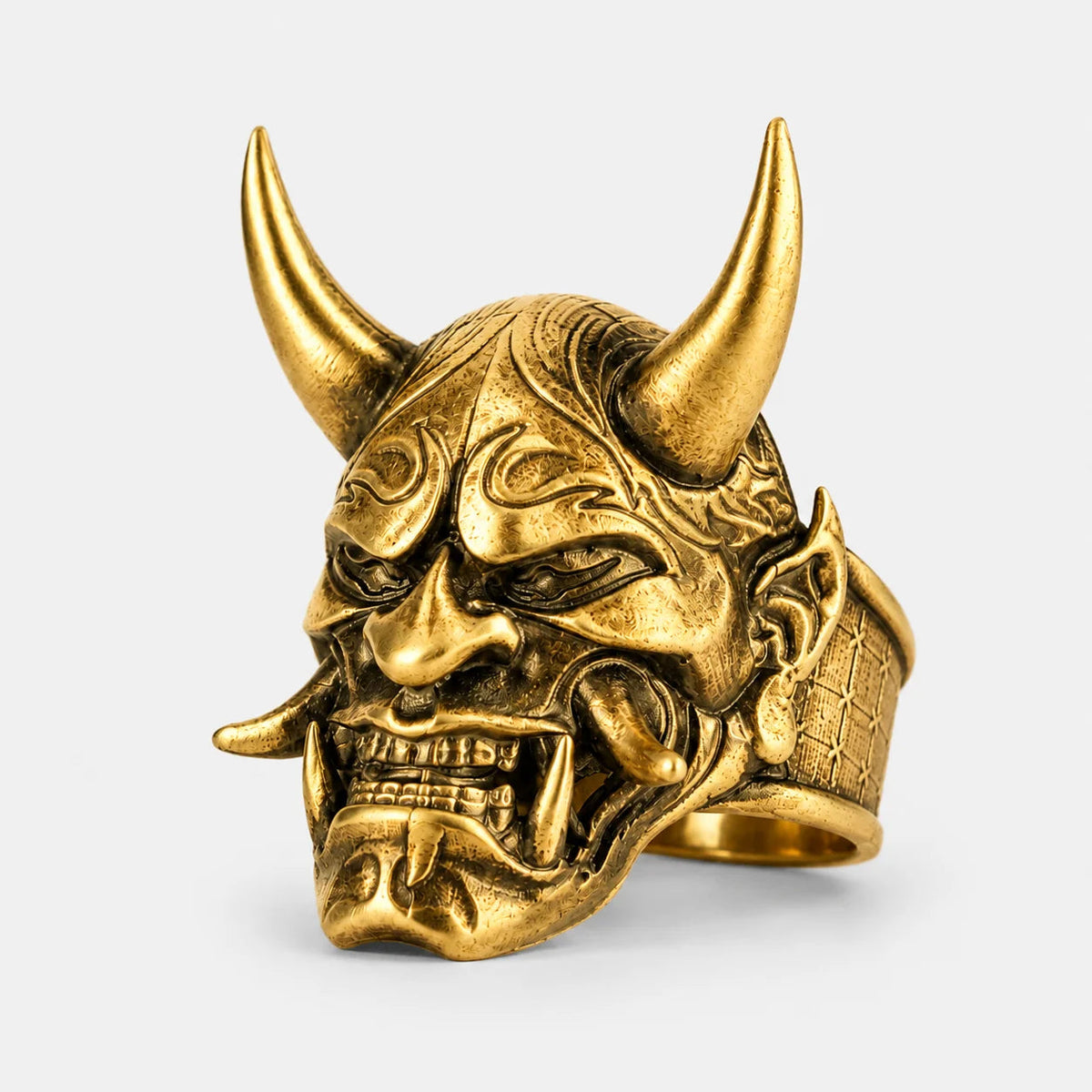 Traditional Mask Motif Signet Ring  Ring Charmora Jewelry