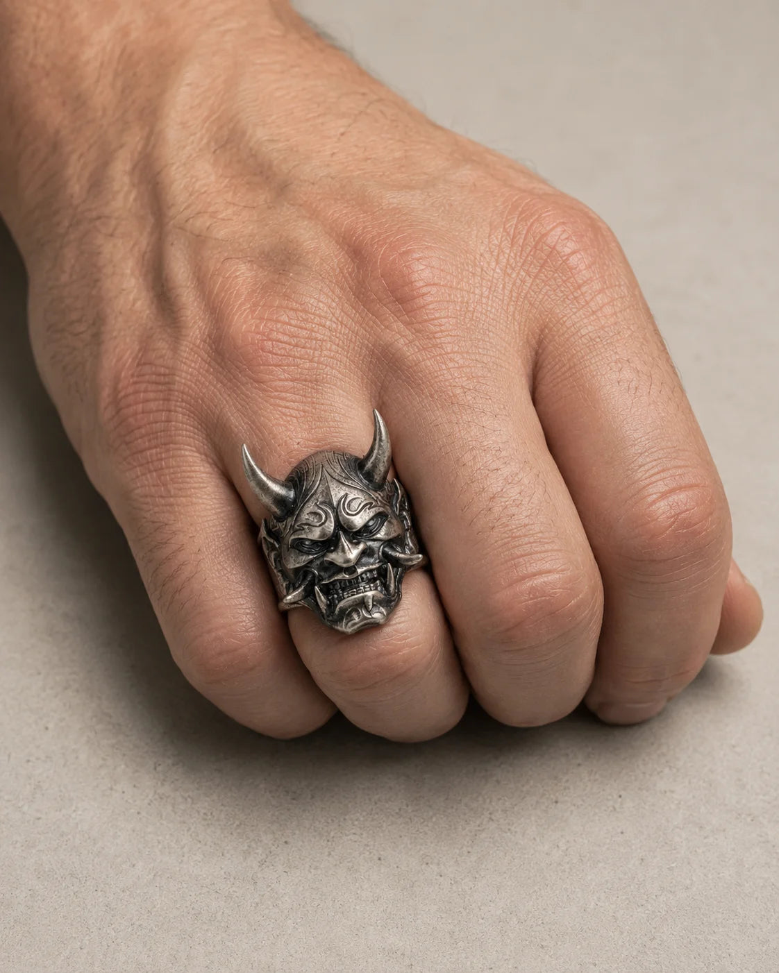 Traditional Mask Motif Signet Ring  Ring Charmora Jewelry